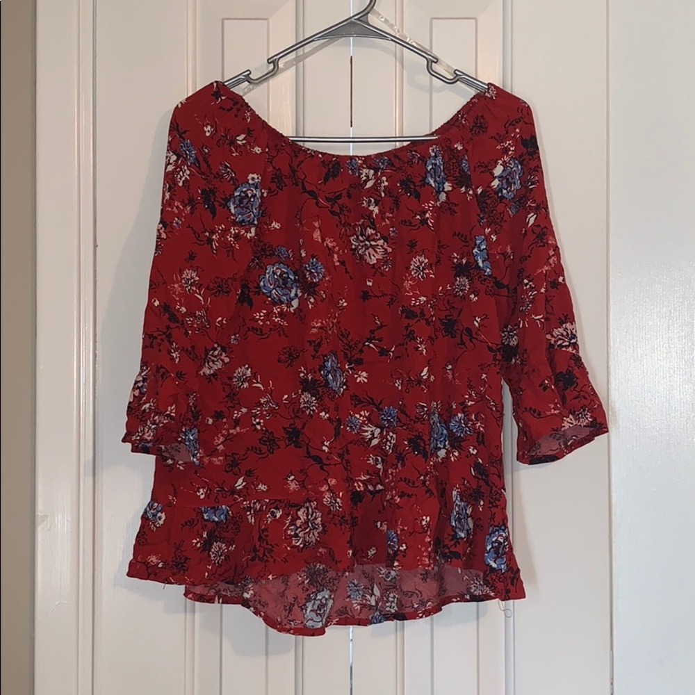 Red Off-The-Shoulder Shirt